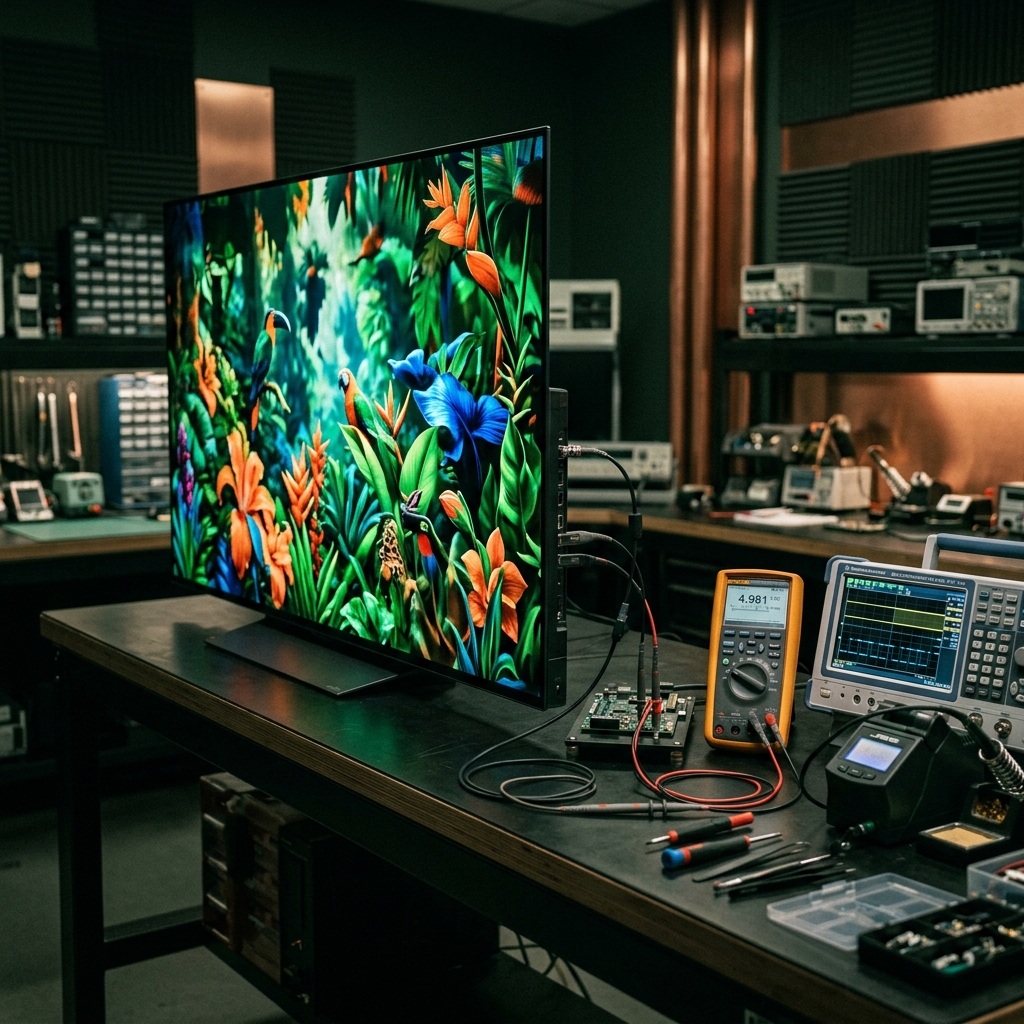 OLED TV hassas panel tamiri ve renk kalibrasyonu